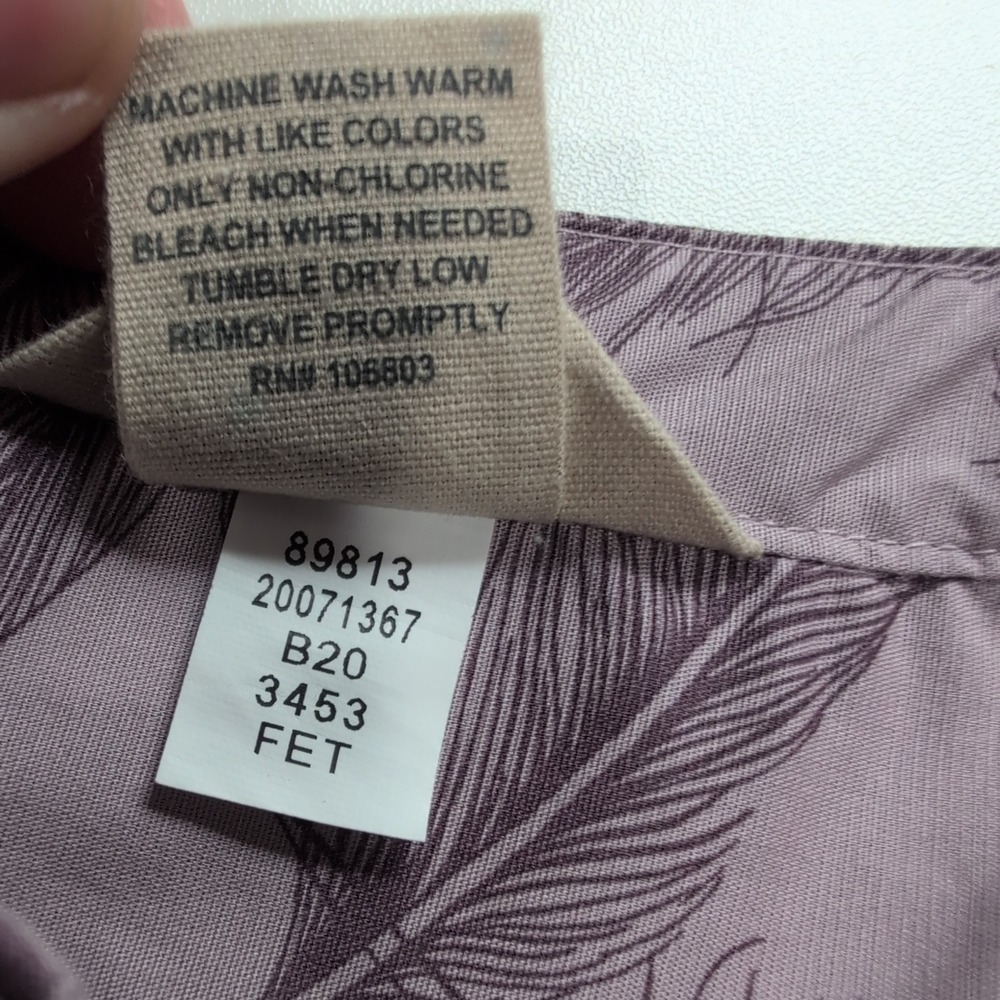 Duluth‎ Trading Co Lavender Feather Print Button Down Tunic Top 89813 Womens M - Picture 6 of 9